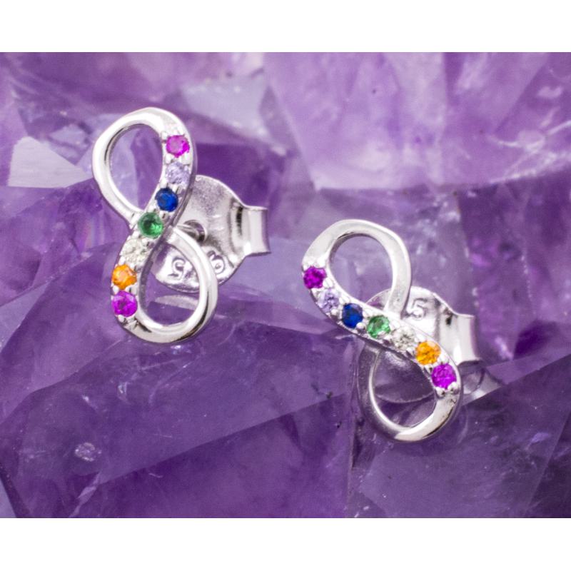 Pendientes Plata INFINITO CIRCONITAS COLORES 390