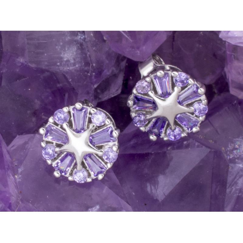 Pendientes Plata RUEDA ESTRELLA CIRCONITA LILA 490