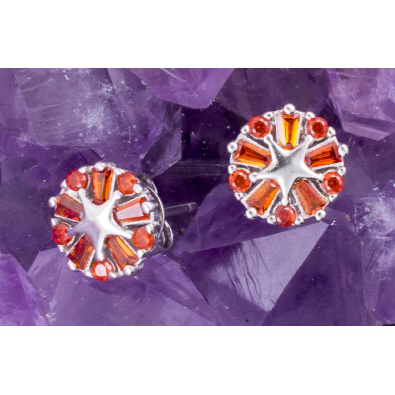Pendientes Plata RUEDA ESTRELLA CIRCON NARANJA 490