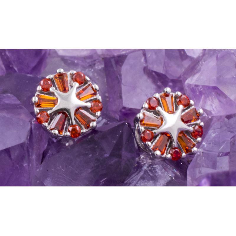 Pendientes Plata RUEDA ESTRELLA CIRCON NARANJA 490