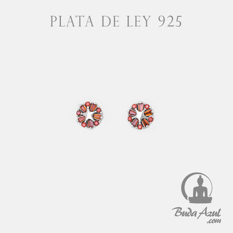 Pendientes Plata RUEDA ESTRELLA CIRCON NARANJA 490