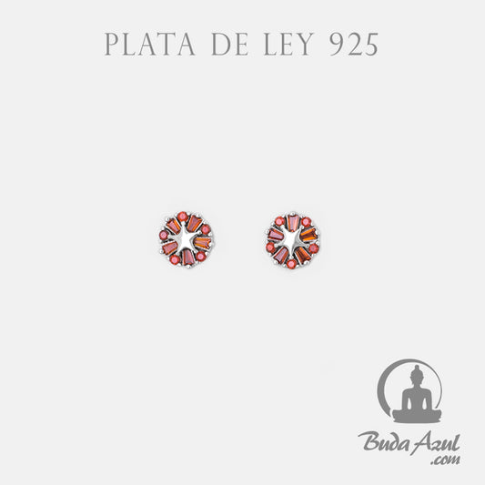 Pendientes Plata RUEDA ESTRELLA CIRCON NARANJA 490