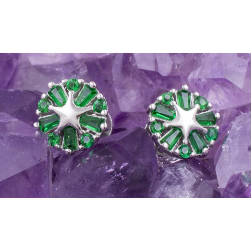 Pendientes Plata RUEDA ESTRELLA CIRCON VERDE 490