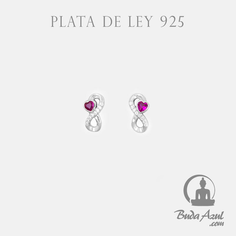 Pendientes Plata INFINITO CORAZON CIRCON LILA 490