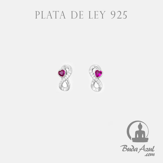 Pendientes Plata INFINITO CORAZON CIRCON LILA 490