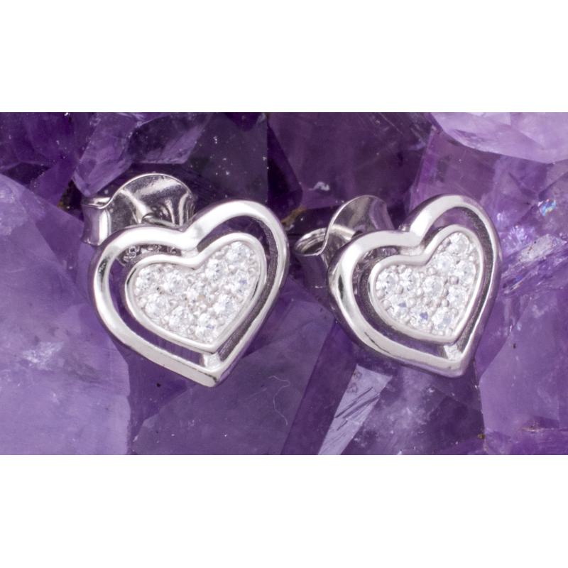 Pendientes Plata CORAZON RELIEVE CIRCONITA 490