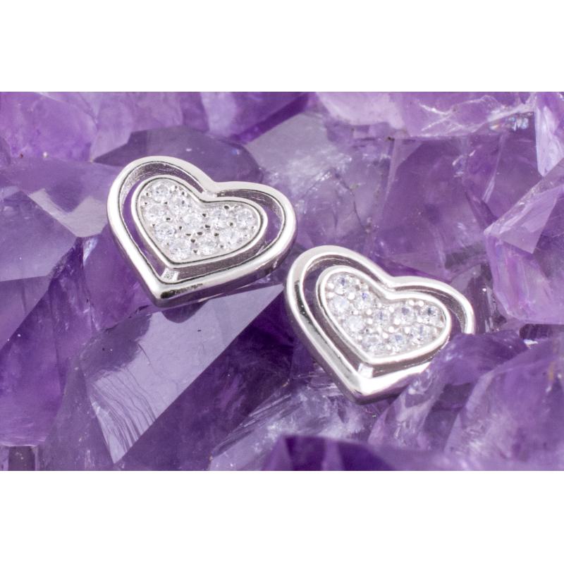 Pendientes Plata CORAZON RELIEVE CIRCONITA 490