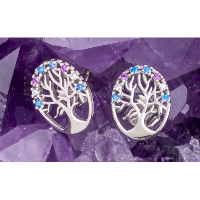 Pendientes Plata ARBOL VIDA CIRCONITA COLOR REF490