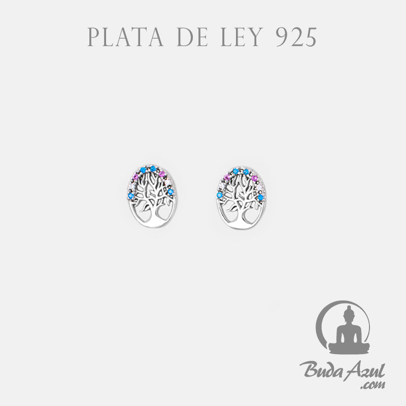 Pendientes Plata ARBOL VIDA CIRCONITA COLOR REF490