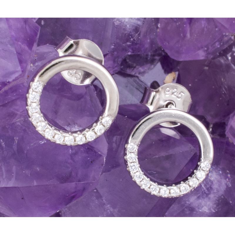 Pendientes Plata RUEDA MEDIA CIRCONITAS 490