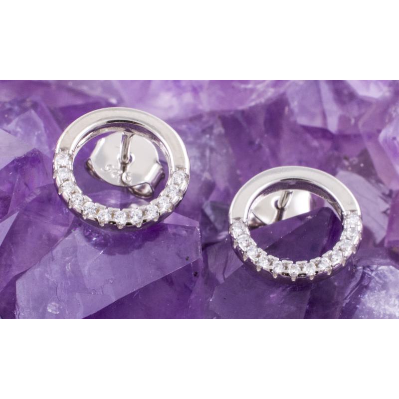 Pendientes Plata RUEDA MEDIA CIRCONITAS 490