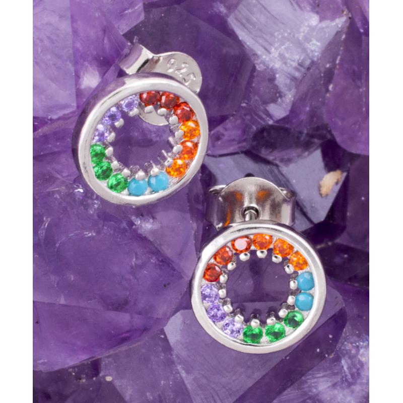 Pendientes Plata RUEDA CIRCONITAS COLORES 490