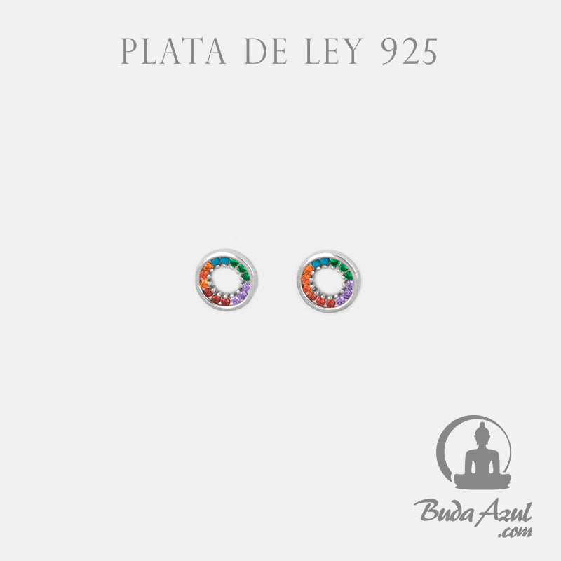 Pendientes Plata RUEDA CIRCONITAS COLORES 490