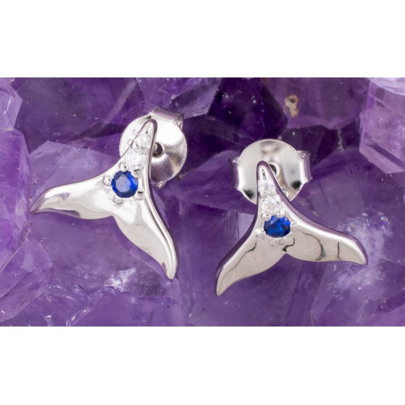 Pendientes Plata COLA DELFIN CIRCONITA AZUL 490