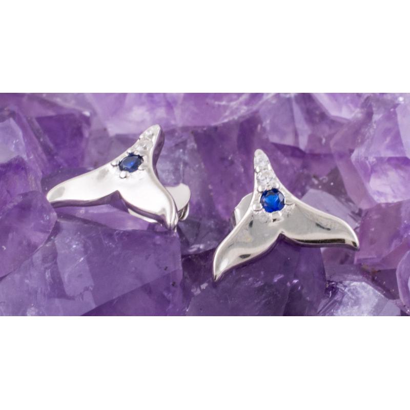 Pendientes Plata COLA DELFIN CIRCONITA AZUL 490