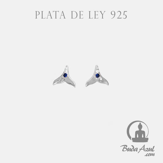 Pendientes Plata COLA DELFIN CIRCONITA AZUL 490