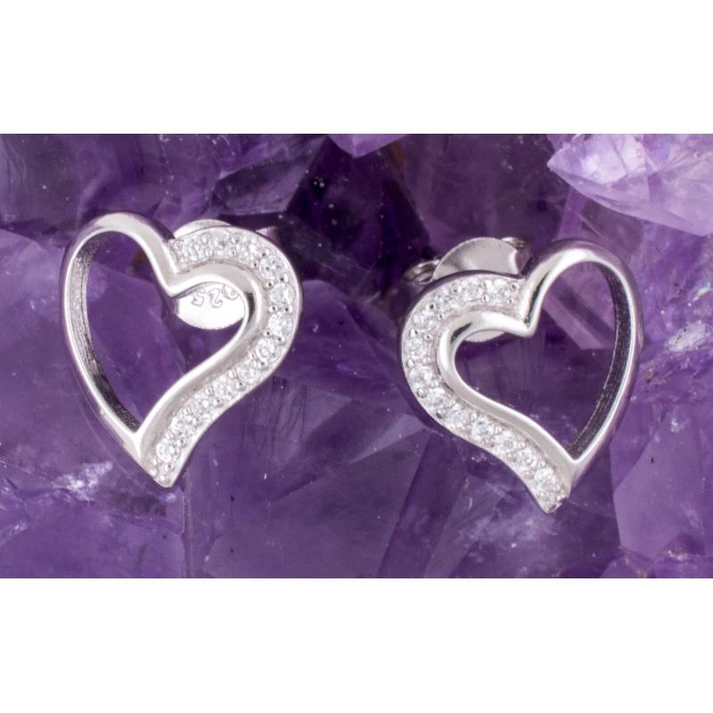 Pendientes Plata CORAZON MEDIO CIRCONITAS 490