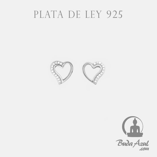 Pendientes Plata CORAZON MEDIO CIRCONITAS 490