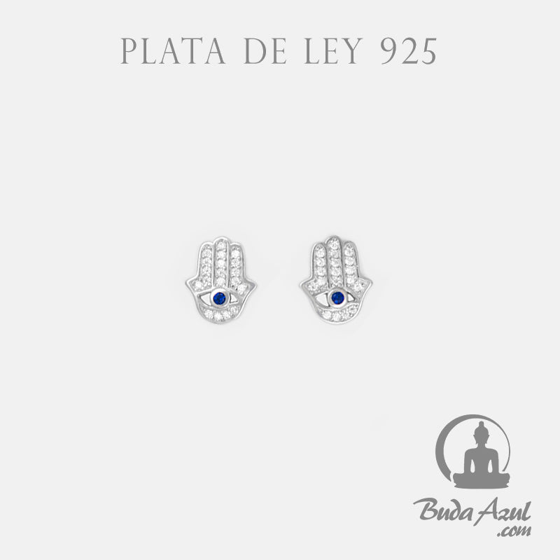 Pendientes Plata MANO DE FATIMA CIRCONITA AZUL 590