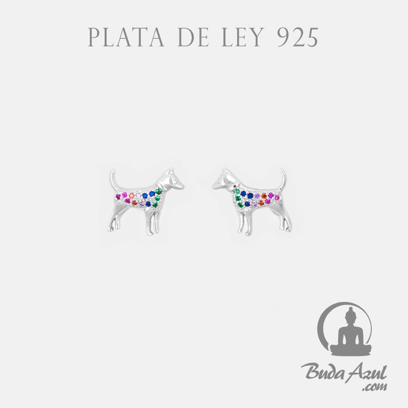 Pendientes Plata PERROS CIRCONITAS COLORES 590