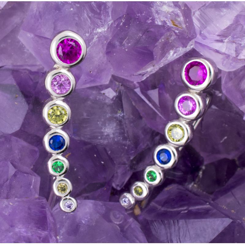 Pendientes Plata CIRCULOS CIRCONITAS COLORES 590