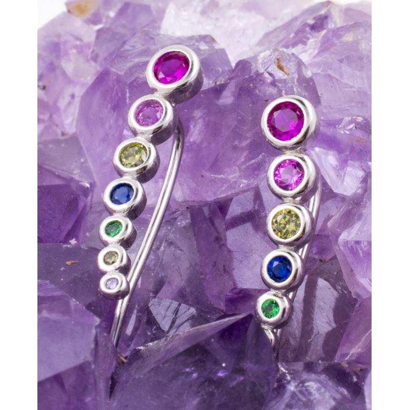 Pendientes Plata CIRCULOS CIRCONITAS COLORES 590
