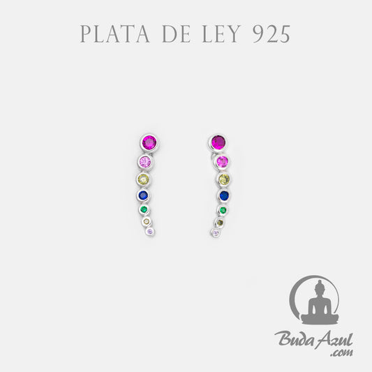 Pendientes Plata CIRCULOS CIRCONITAS COLORES 590
