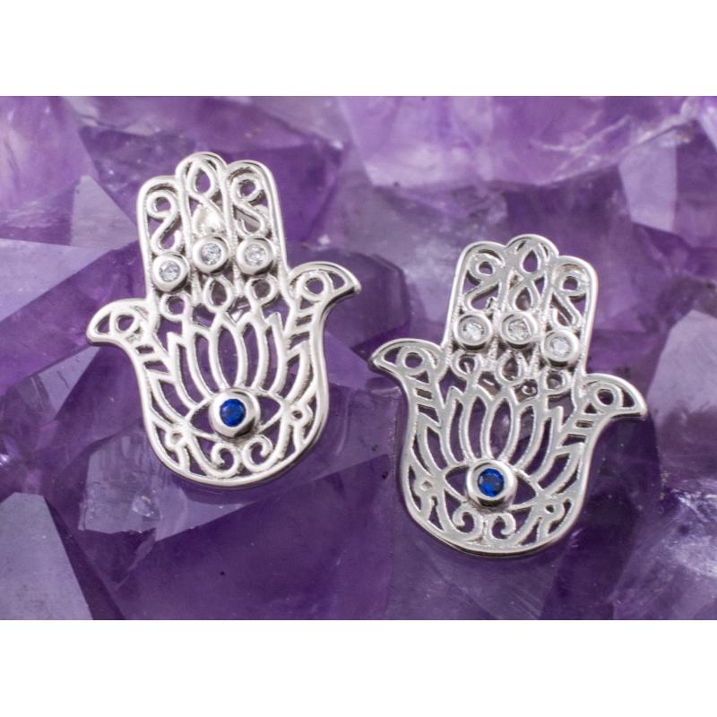 Pendientes Plata MANO FATIMA RELIEVE CIRCONITA 590