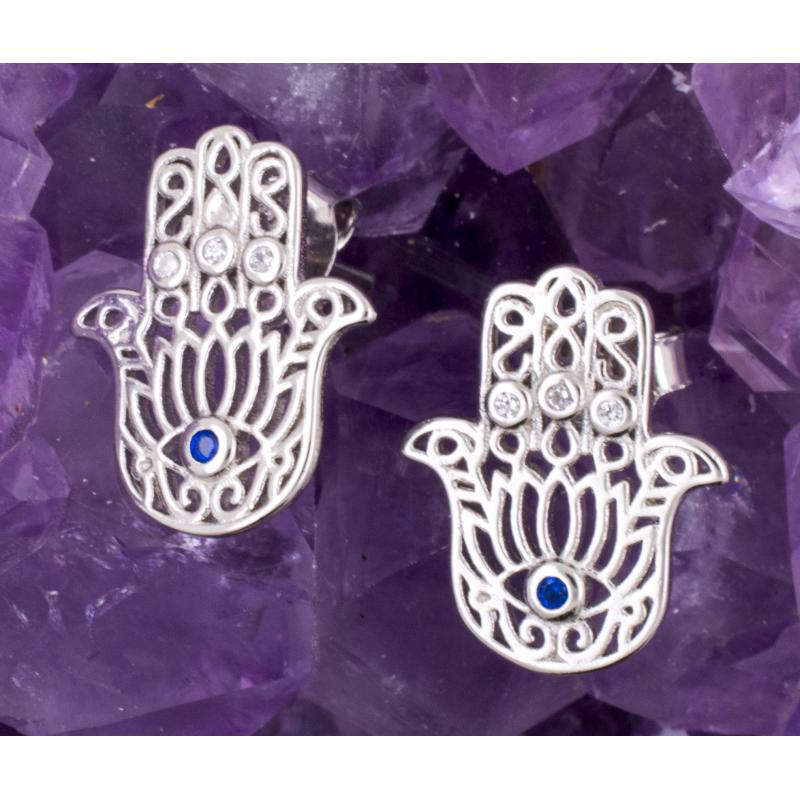 Pendientes Plata MANO FATIMA RELIEVE CIRCONITA 590