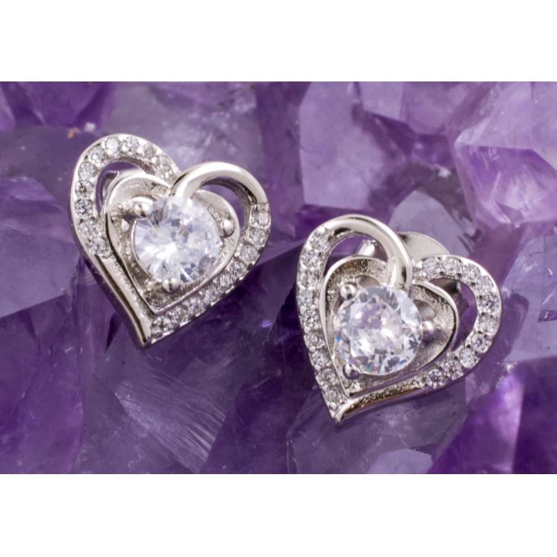 Pendientes Plata CORAZON PIEDRA CIRCONITA 590