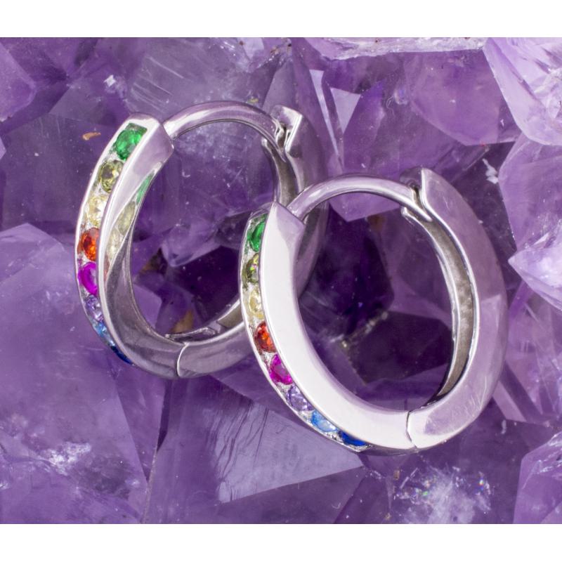 Pendientes Plata ARGOLLA CIRCONITAS COLORES 590