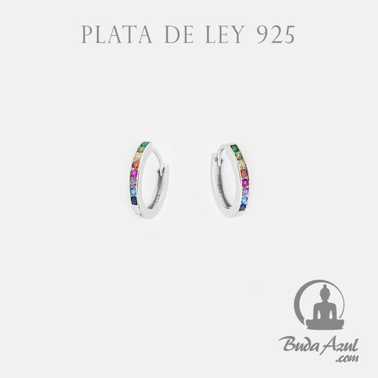 Pendientes Plata ARGOLLA CIRCONITAS COLORES 590