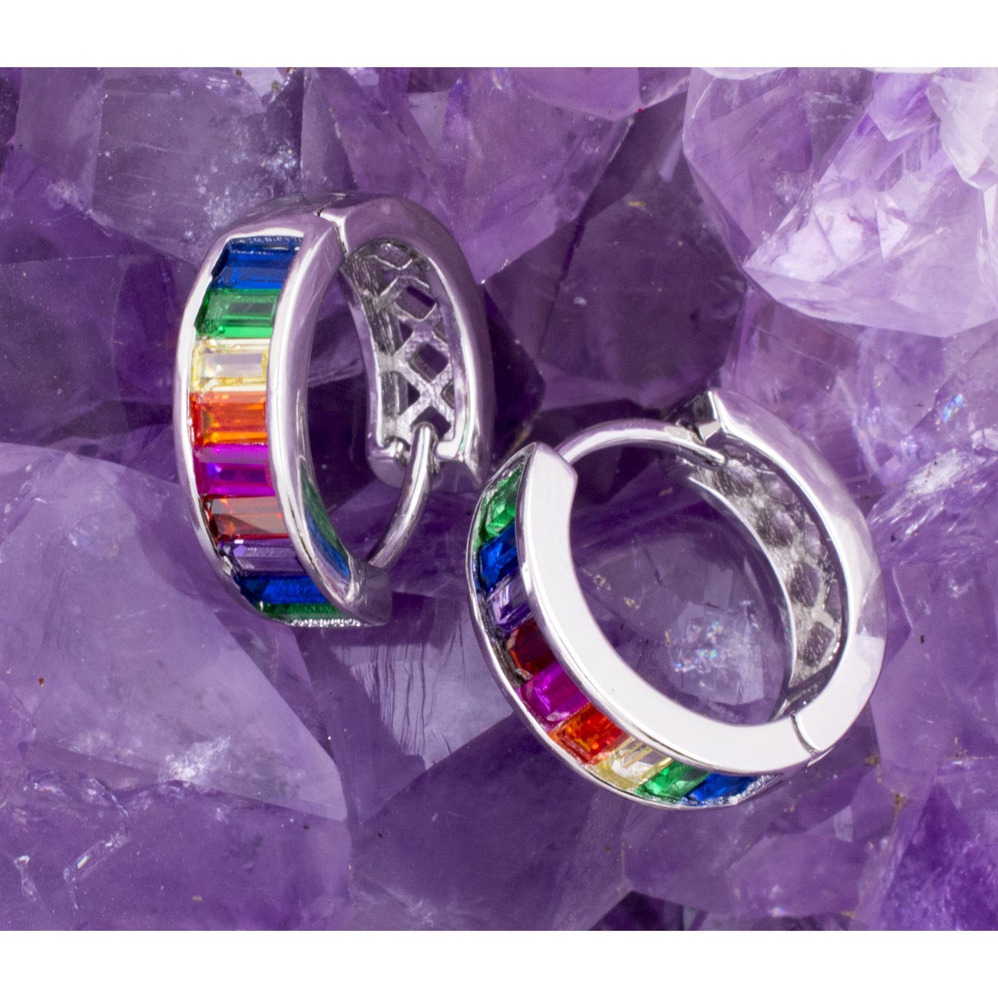 Pendientes Plata ARGOLLA CIRCONITAS COLORES 690