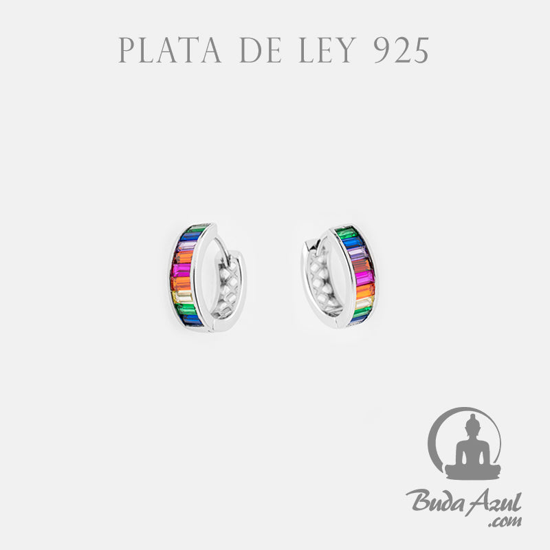 Pendientes Plata ARGOLLA CIRCONITAS COLORES 690