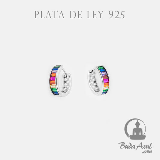 Pendientes Plata ARGOLLA CIRCONITAS COLORES 690