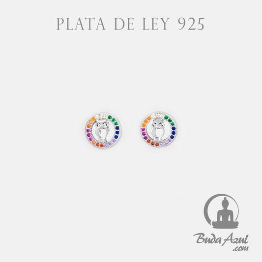 Pendientes Plata BUHO CIRCONITAS COLORES 690