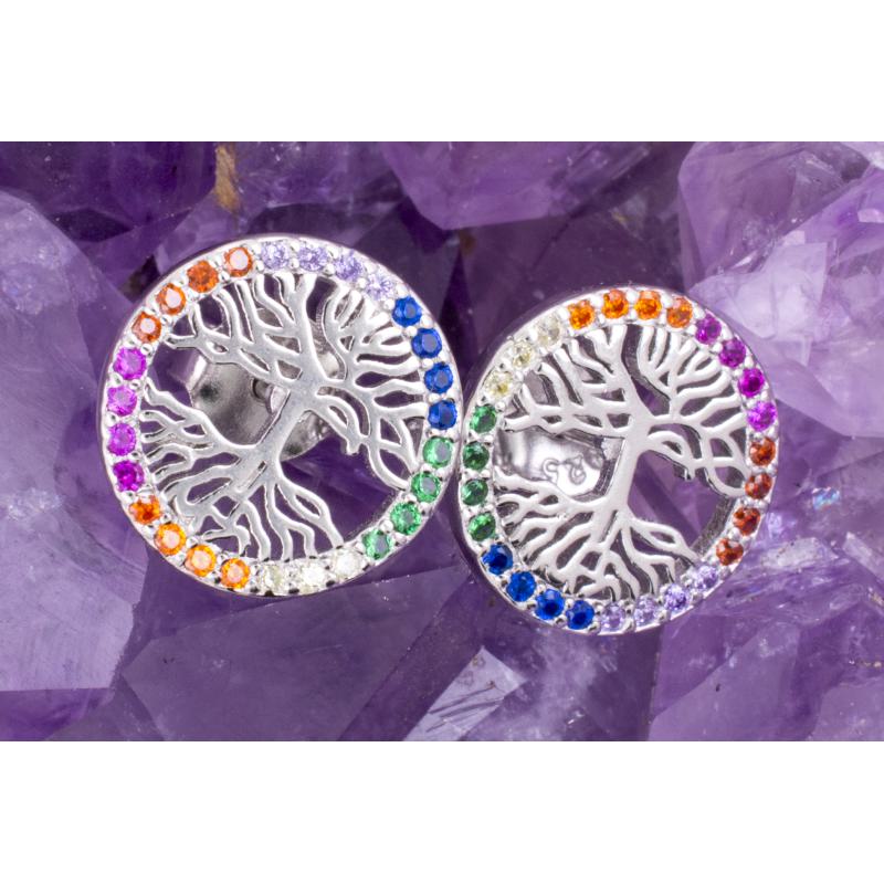 Pendientes Plata ARBOL VIDA RAICES CIRCON  REF690
