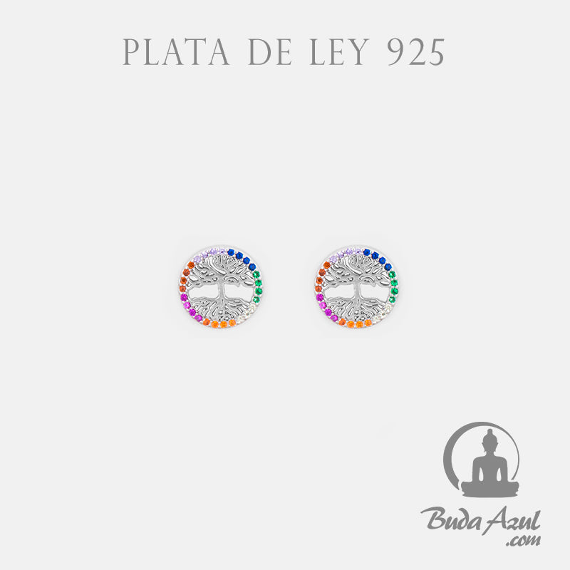 Pendientes Plata ARBOL VIDA RAICES CIRCON  REF690