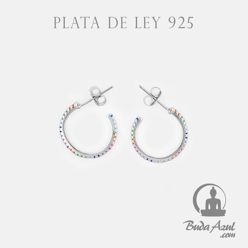 Pendientes Plata ARGOLLA CIRCONITAS COLORES 790