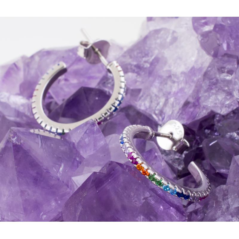 Pendientes Plata ARGOLLA CIRCONITAS COLORES 790