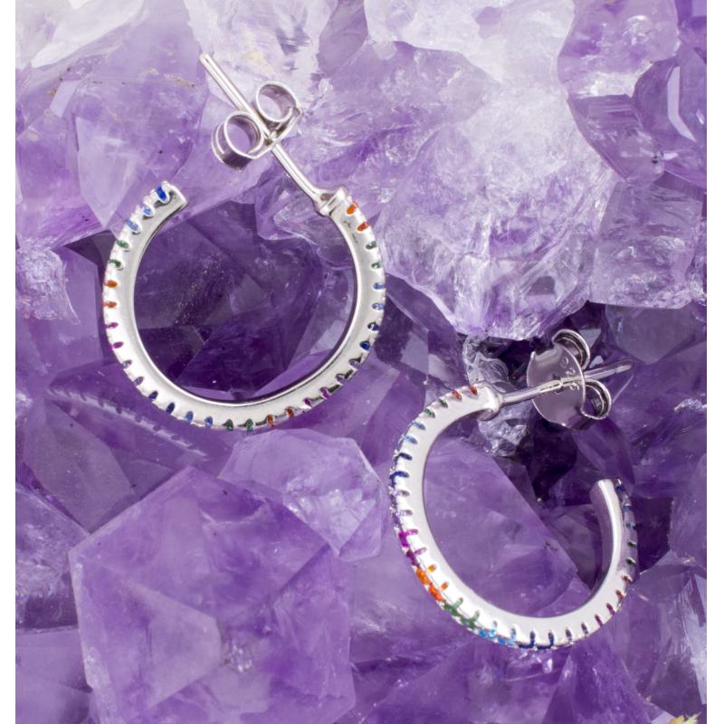 Pendientes Plata ARGOLLA CIRCONITAS COLORES 790