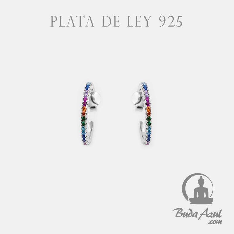 Pendientes Plata ARGOLLA CIRCONITAS COLORES 790