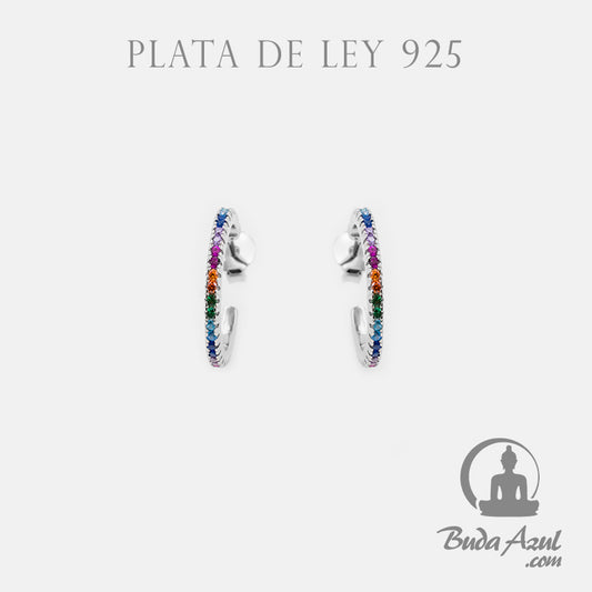 Pendientes Plata ARGOLLA CIRCONITAS COLORES 790