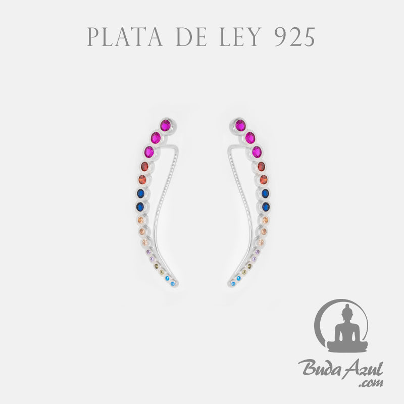 Pendientes Plata CIRCULOS CIRCONITAS COLORES 890