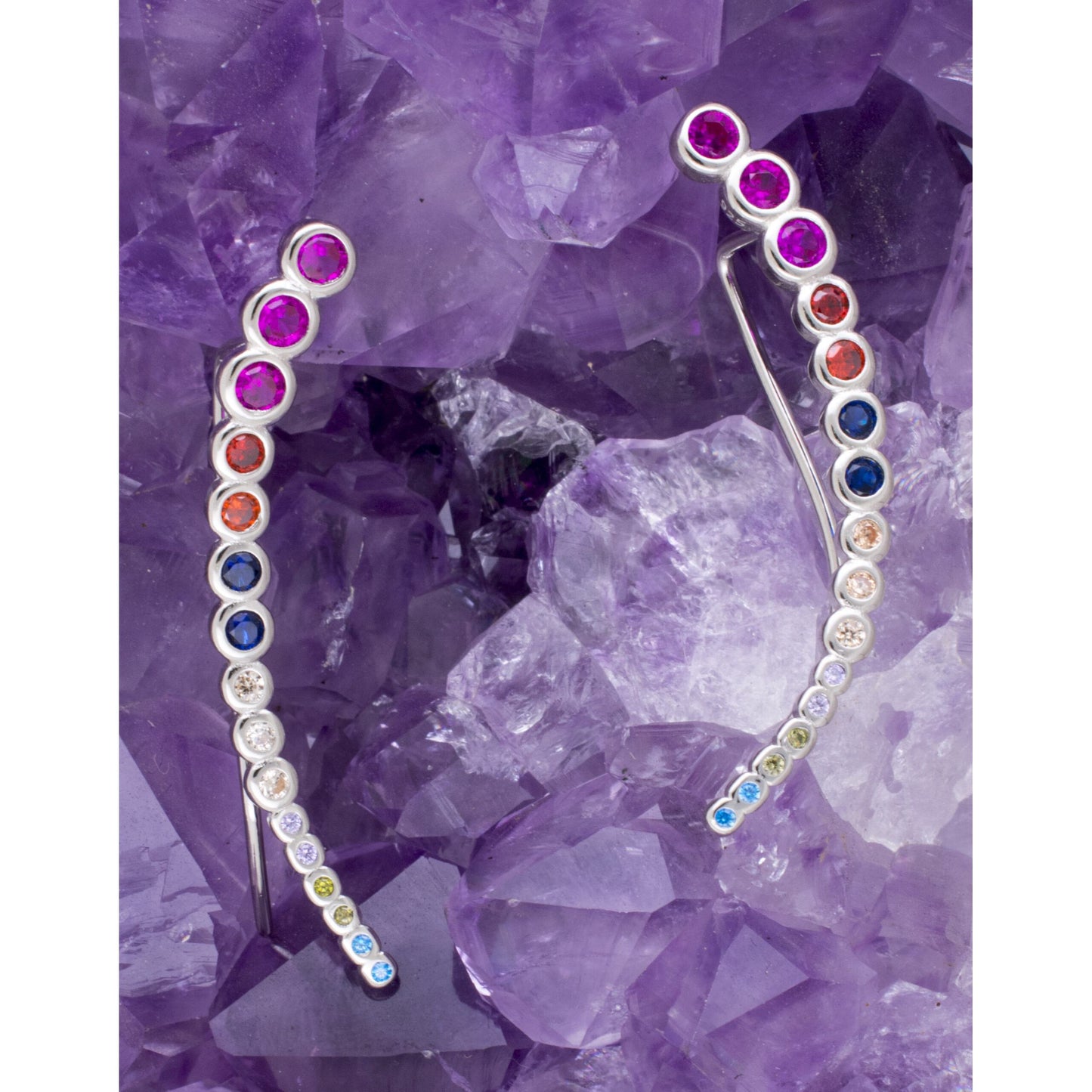 Pendientes Plata CIRCULOS CIRCONITAS COLORES 890