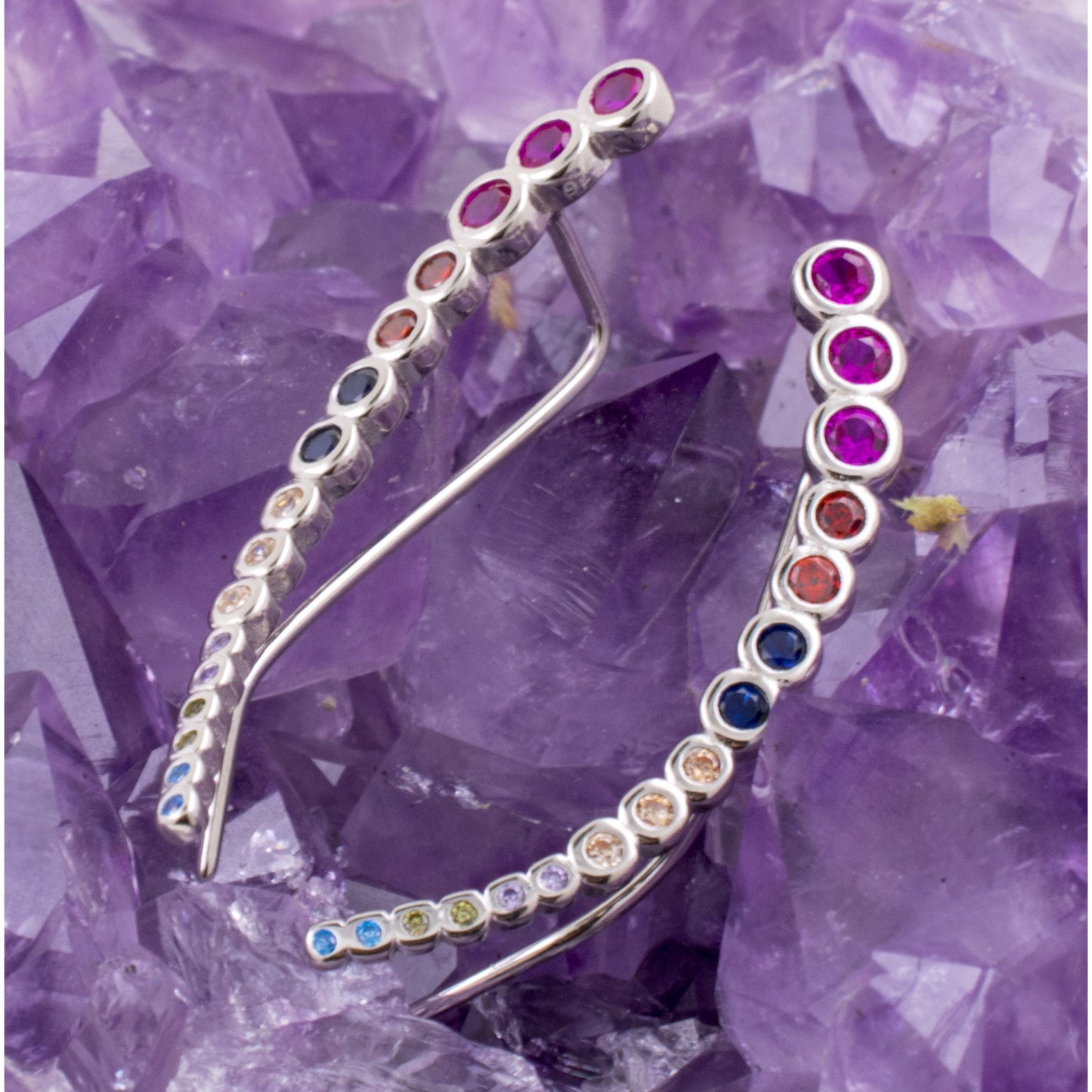 Pendientes Plata CIRCULOS CIRCONITAS COLORES 890