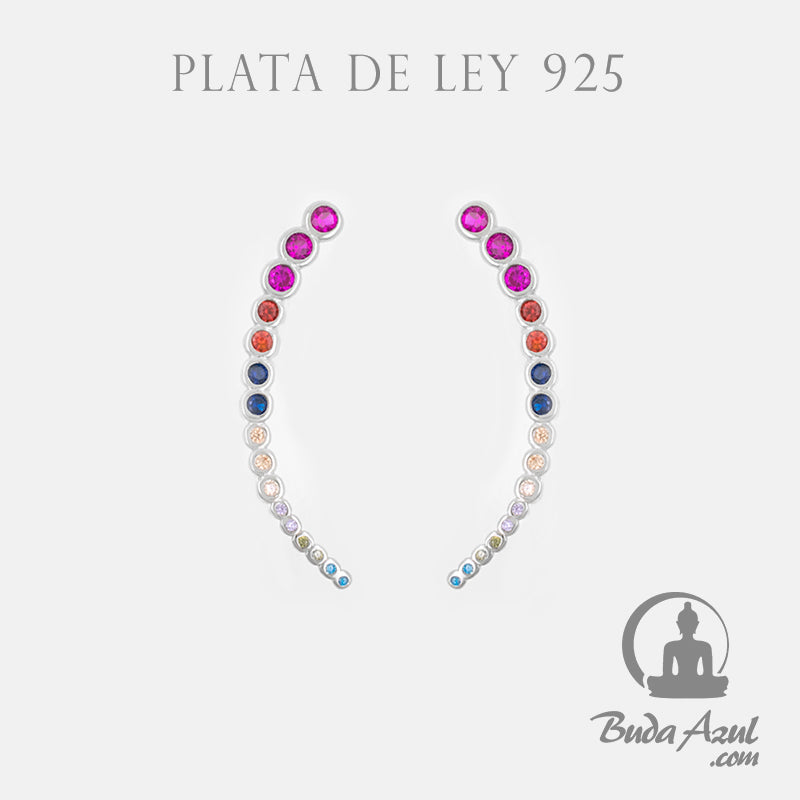 Pendientes Plata CIRCULOS CIRCONITAS COLORES 890