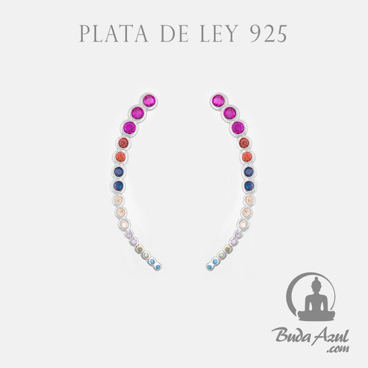 Pendientes Plata CIRCULOS CIRCONITAS COLORES 890