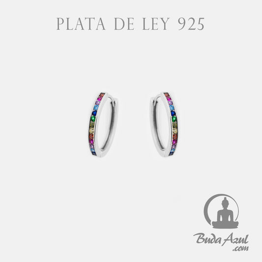 Pendientes Plata ARGOLLA CIRCONITAS COLORES 990