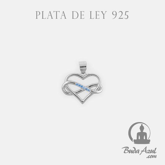 Colgante Plata de Ley 925 CORAZON INFINITO CIRCONITAS AZUL REF. 490